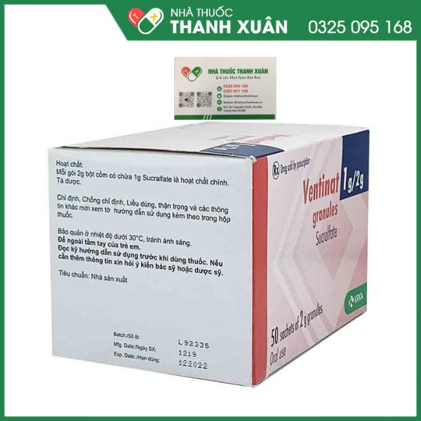 Ventinat 1g/2g - Điều trị loét dạ dày tá tràng, viêm dạ dày mạn tính, loét lành tính